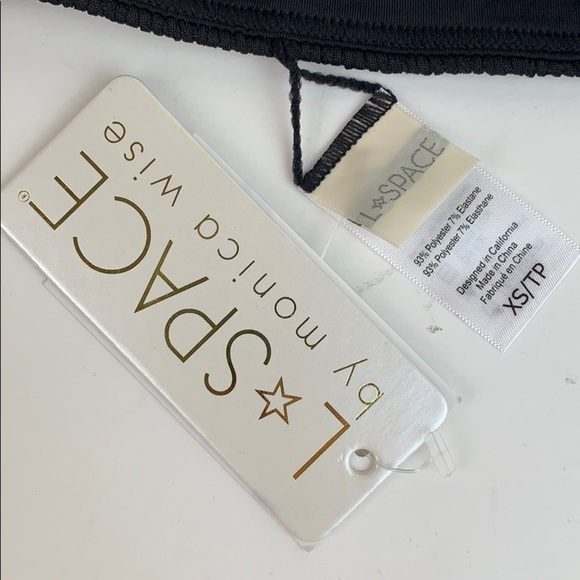 NWT L*space crinkle stretch black Lily string bikini bottoms, adjustable. - Picture 7 of 8